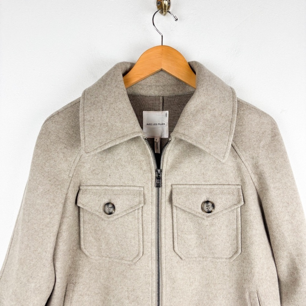 Avec Les Filles Utility Felted Full Zip Up Shacket Jacket Size S - Picture 3 of 10